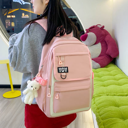 Sac à Dos Multifonctionnel Kawaii Grand Volume Imperméable et Résistant 4Pcs Rose SACKDS12RS - حقيبة ظهر بعدة قطع بتصميم كاوايي