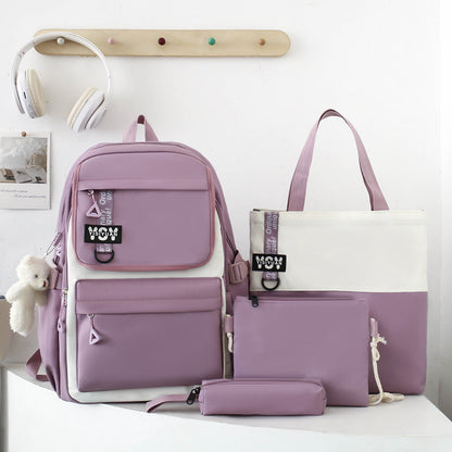 Sac à Dos Multifonctionnel Kawaii Grand Volume Imperméable et Résistant 4Pcs Mauve SACKDS12MV - حقيبة ظهر بعدة قطع بتصميم كاوايي