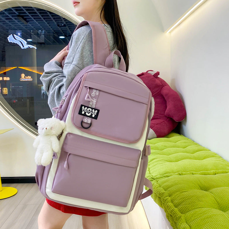 Sac à Dos Multifonctionnel Kawaii Grand Volume Imperméable et Résistant 4Pcs Mauve SACKDS12MV - حقيبة ظهر بعدة قطع بتصميم كاوايي