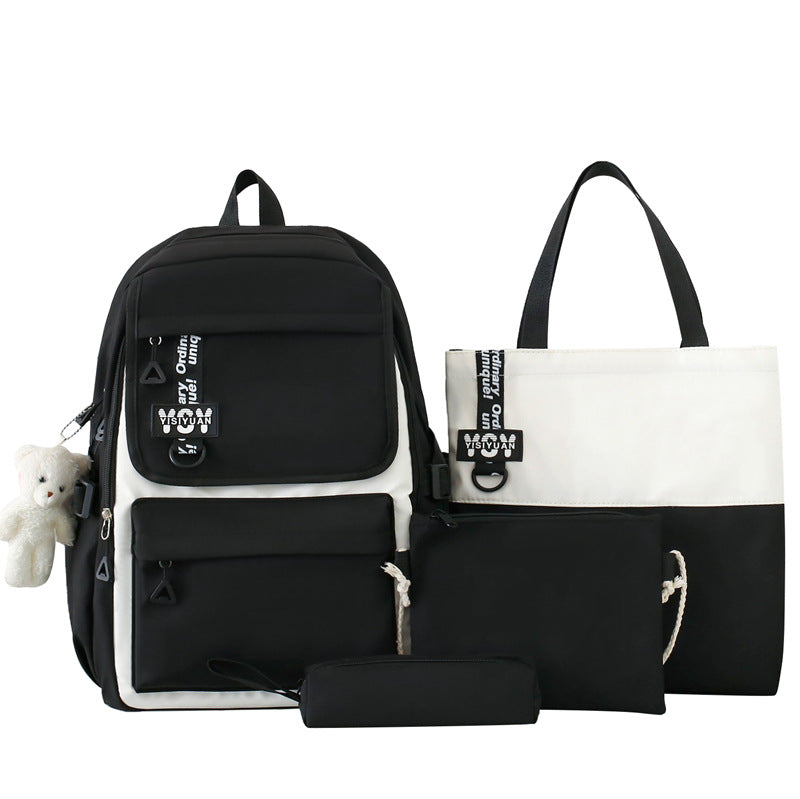 Sac à Dos Multifonctionnel Kawaii Grand Volume Imperméable et Résistant 4Pcs Noir SACKDS12N - حقيبة ظهر بعدة قطع بتصميم كاوايي