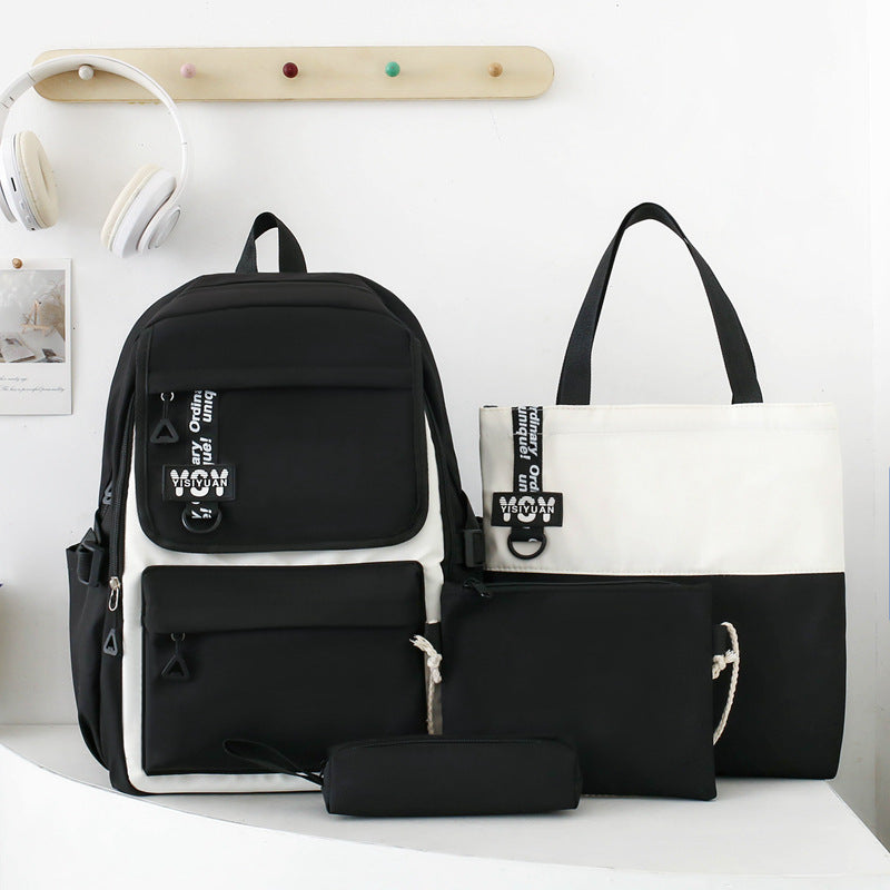 Sac à Dos Multifonctionnel Kawaii Grand Volume Imperméable et Résistant 4Pcs Noir SACKDS12N - حقيبة ظهر بعدة قطع بتصميم كاوايي