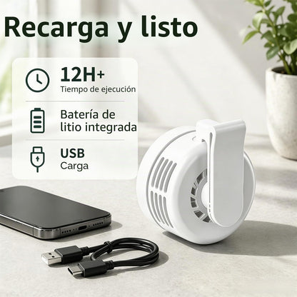 Mini Ventilateur Rechargeable USB-C Clip Orientable 360° avec 3 Vitesses - مروحة حزام صغيرة محمولة وبدون شفرات مع مشبك دوار