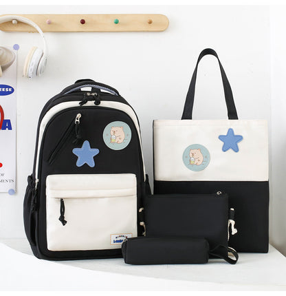 Sac à Dos Multifonctionnel Kawaii Grand Volume Imperméable et Résistant 4Pcs Noir SACKDS02N - حقيبة ظهر بعدة قطع بتصميم كاوايي