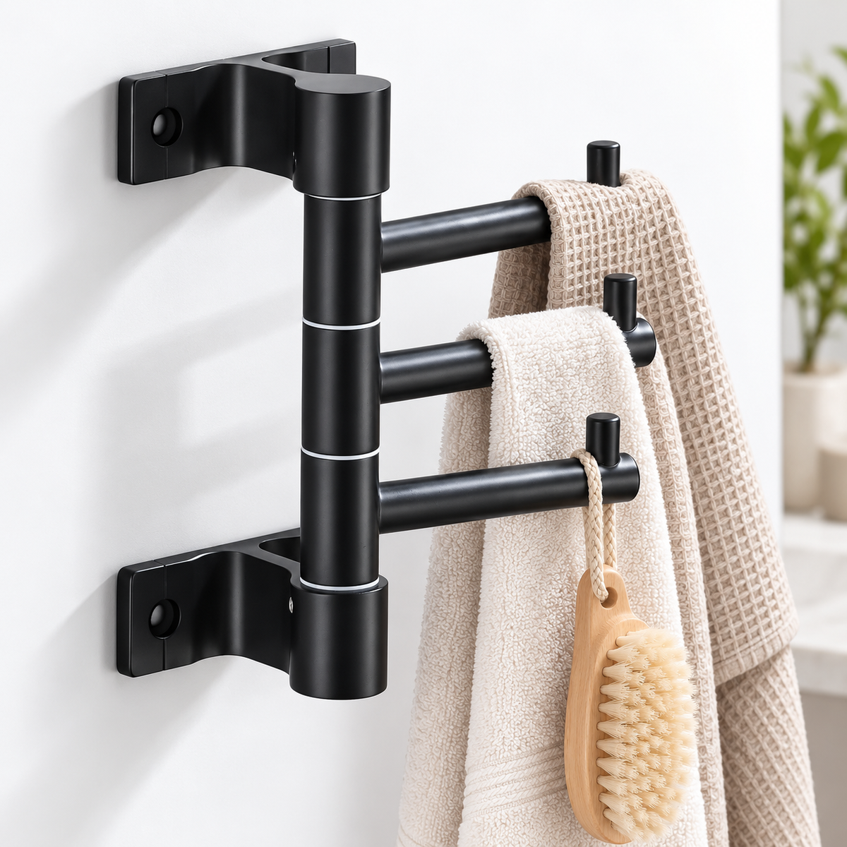 5Five Porte-Serviettes Mural Pivotant 3 Bras Supporte 6KG - علاقة مناشف جدارية دوارة 3 أذرع