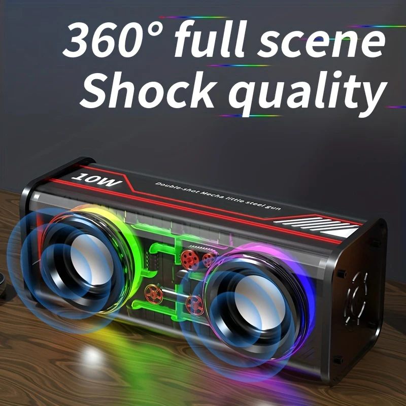 Haut-Parleur Bluetooth 5.3 Lumineux avec Boîtier Transparent - مكبر صوت بلوتوث لاسلكي شفاف مع إضاءة ملونة وسماعات مضاعفة