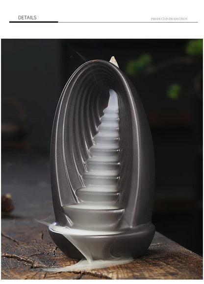 Brûleurs d'encens à reflux en céramique, fontaine cascade de fumée, méditation, aromathérapie