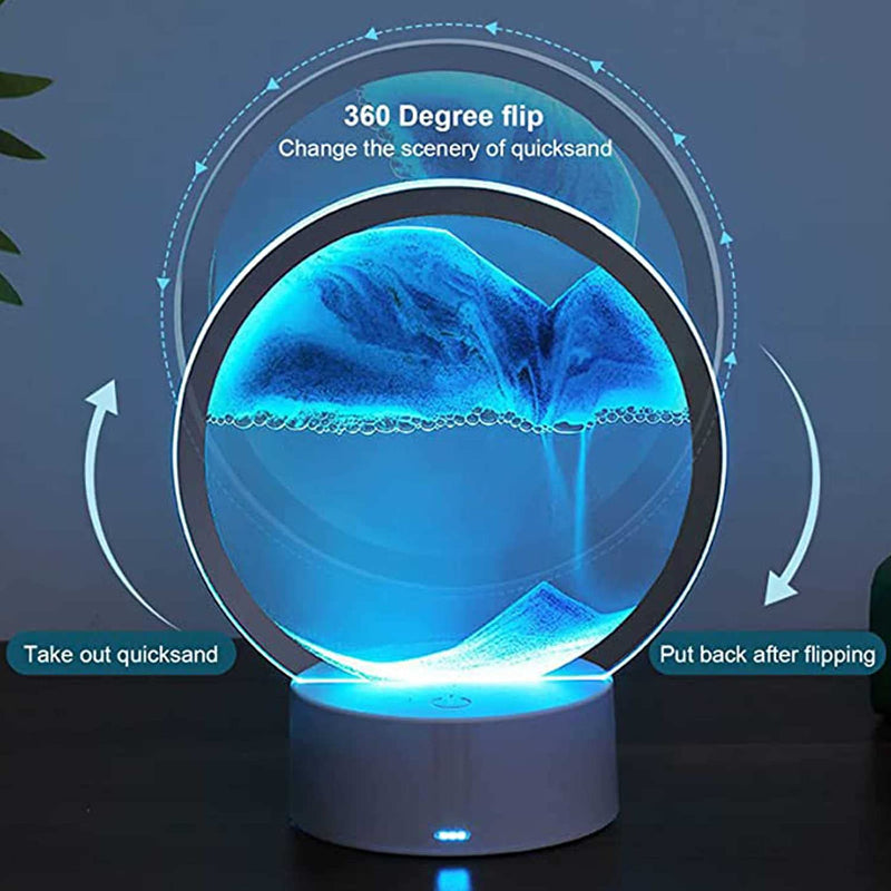 Sablier Lampe led 3D tactile USB en verre avec télécommande