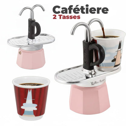 Cafetière Expresso 2 Tasses avec 2 Fontaine Rose – ماكينة تحضير القهوة - تنزوت