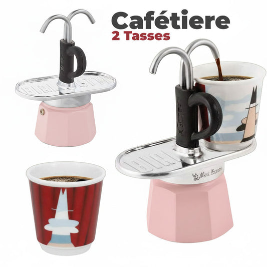 Cafetière Expresso 2 Tasses avec 2 Fontaine Rose – ماكينة تحضير القهوة - تنزوت