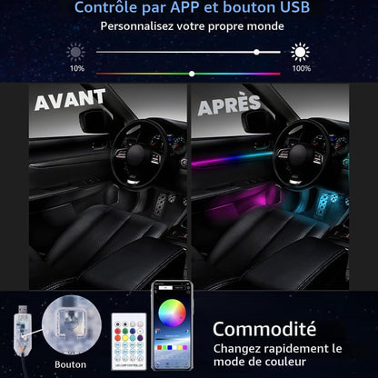 Magic Color Éclairage d'Ambiance LED Intérieur Voiture RGB et Fibre Optique - إضاءة داخلية للسيارة مع ألياف ضوئية