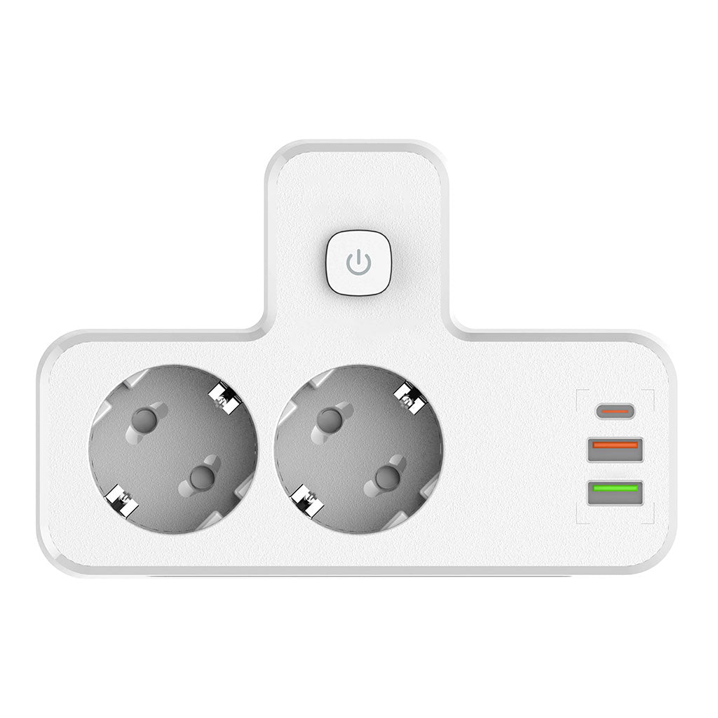 Rallonge Mural Multifonction – 2 Prises Européennes, 3 Ports USB (dont USB-C) et Lumière LED – مقبس طاقة