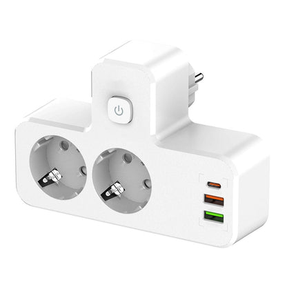 Rallonge Mural Multifonction – 2 Prises Européennes, 3 Ports USB (dont USB-C) et Lumière LED – مقبس طاقة
