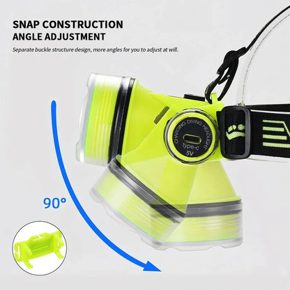 Lampe Frontale de Plongée LED Étanche 15m Distance 350m GM - مصباح رأس مقاوم للماء للغوص حتى عمق 15 متر