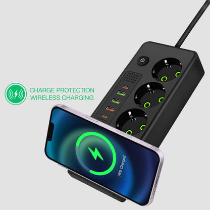 Multiprise POWER SOCKET 2500W avec USB, Type-C et chargement sans fil – مقبس طاقة وشاحن لاسلكي تنزوت