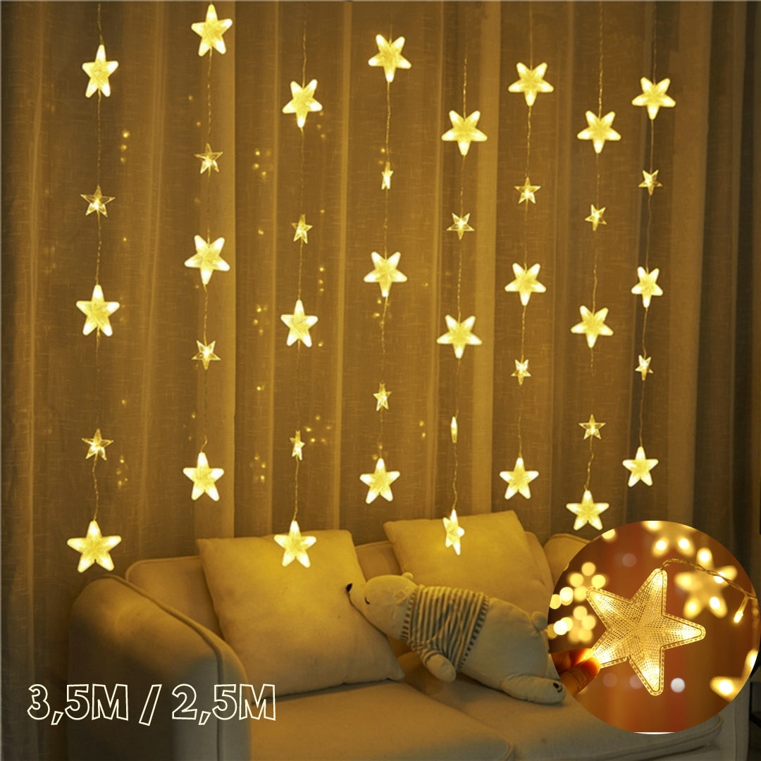 Guirlande lumineuse rideau Stars LED Imperméable 2.5/3.5M 220V - تنزوت