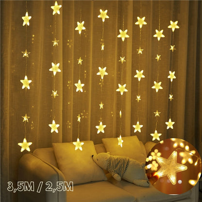 Guirlande lumineuse rideau Stars LED Imperméable 2.5/3.5M 220V - تنزوت