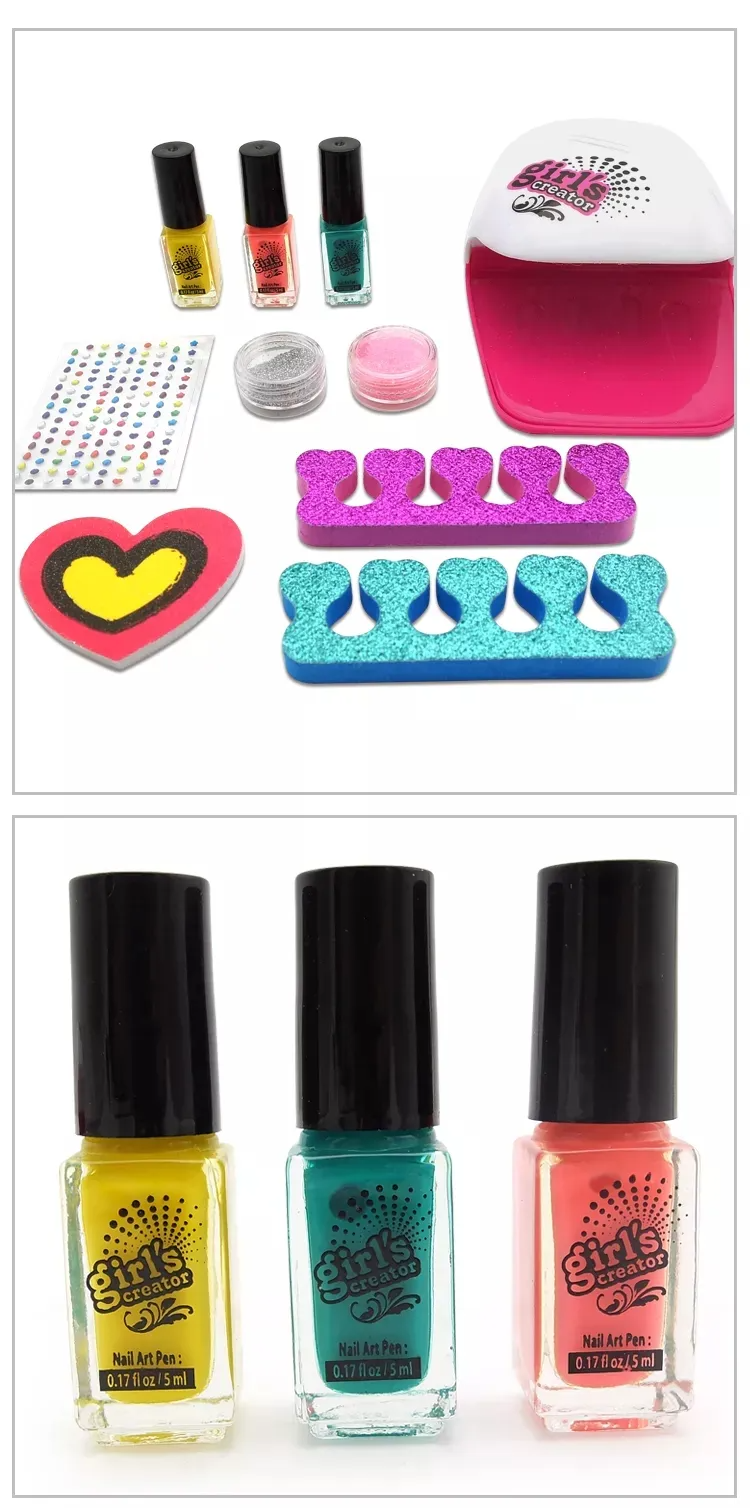 Kit de salon Nail Glam lavable pour enfants avec sèche-ongles - طقم صالون تجميل الأظافر للأطفال قابل للغسل مع مجفف للأظافر