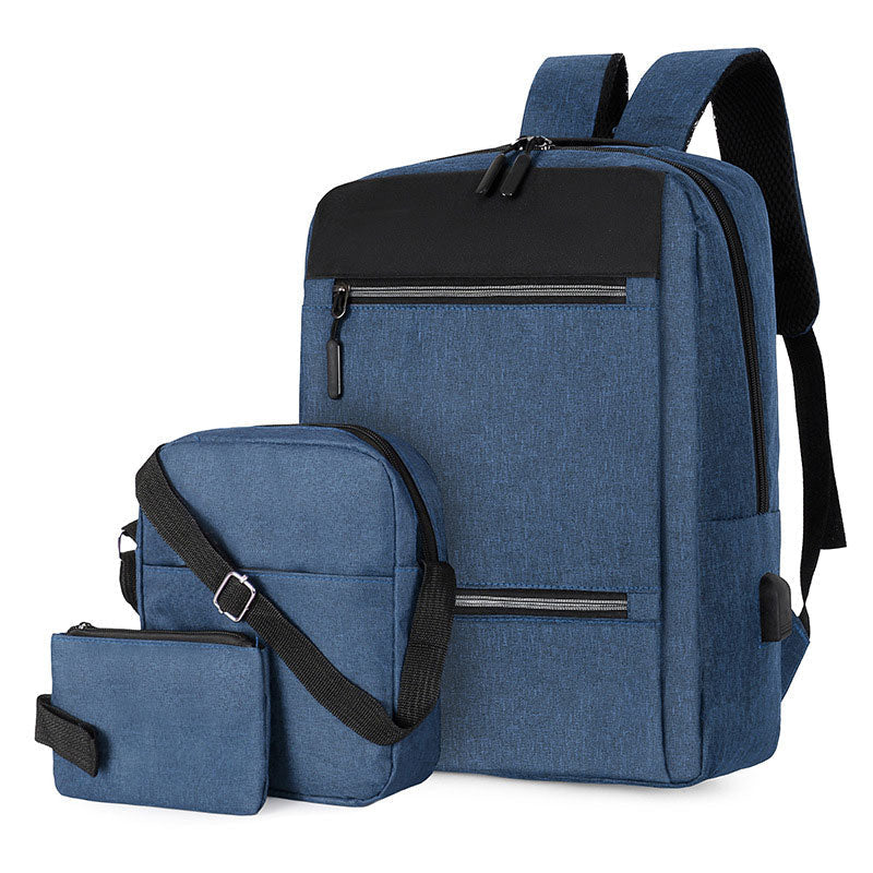 Sac à dos homme avec sac bandoulière et trousse 3en1 bleu 2775-11 – محفظة ظهر رجالية 3 قطع أزرق تنزوت