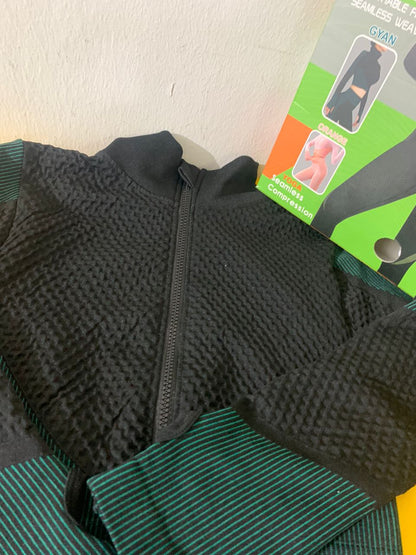 Ensembles d'entraînement pour femmes - Tenue de gymnastique sans couture à 2 pièces Vert