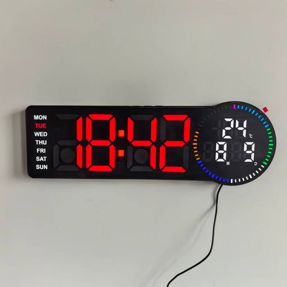 Horloge Murale Numérique LED RGB avec Télécommande et Calendrier 6688 - ساعة حائط رقمية ذكية إضاءة مع منبه ودرجة حرارة