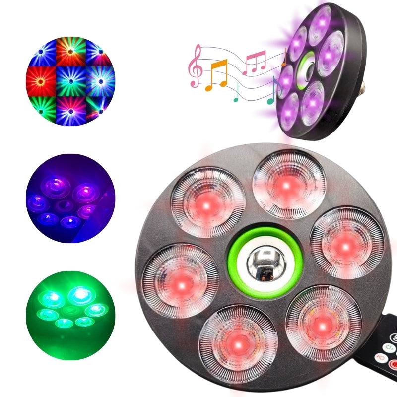 Projecteur de lumière Sonore RGB + W 4 en 1 Avec Bluetooth effet stroboscope - تنزوت