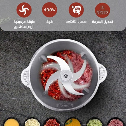 Hachoir à Viande Multifonction en Acier Inoxydable 300W/2L – مفرمة لحم متعددة الوظائف من الفولاذ المقاوم للصدأ