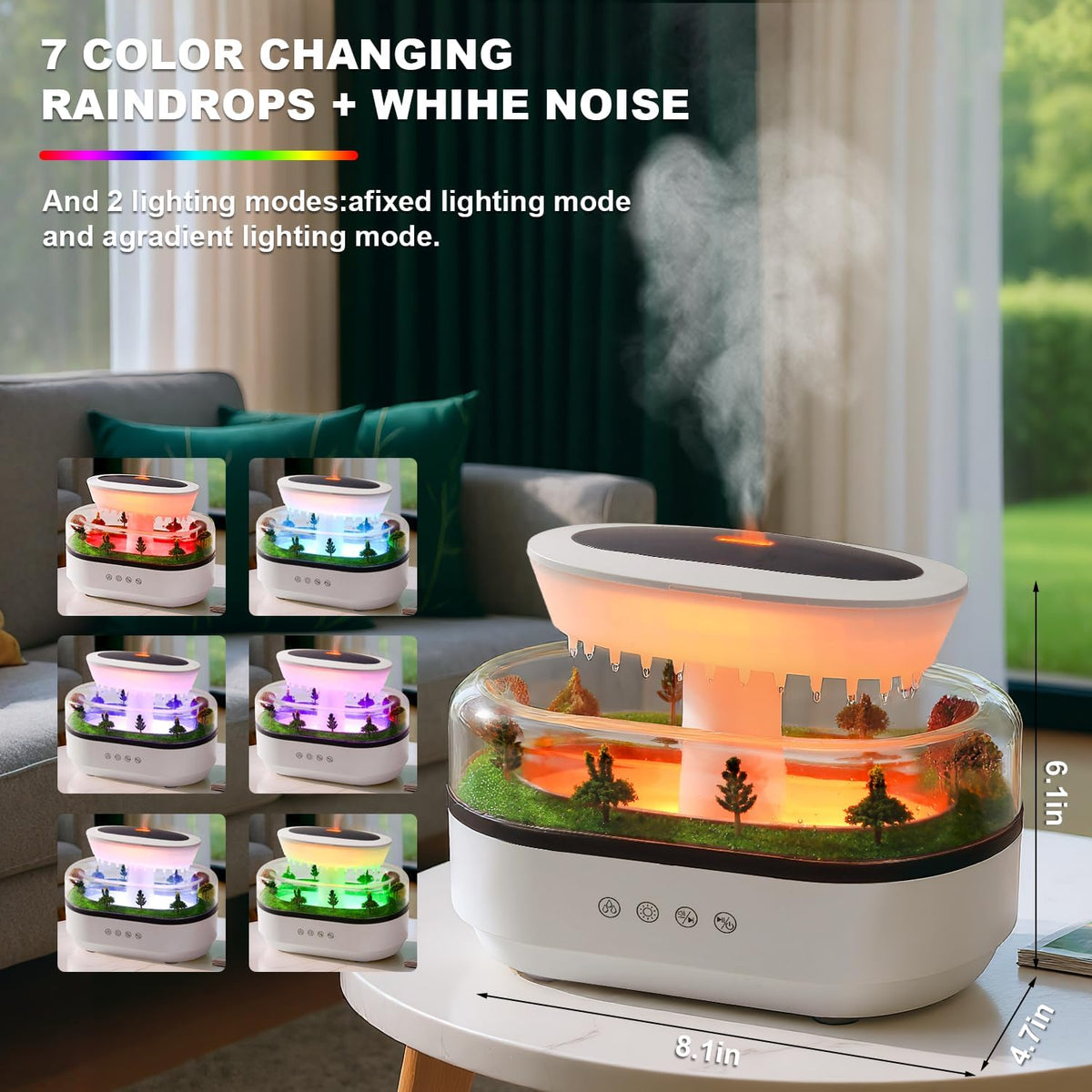 Humidificateur d'Air Effet Gouttes de Pluie et Diffuseur d'Huiles Essentielles - مرطب الهواء بتصميم قطرات المطر ونشر الزيوت العطرية