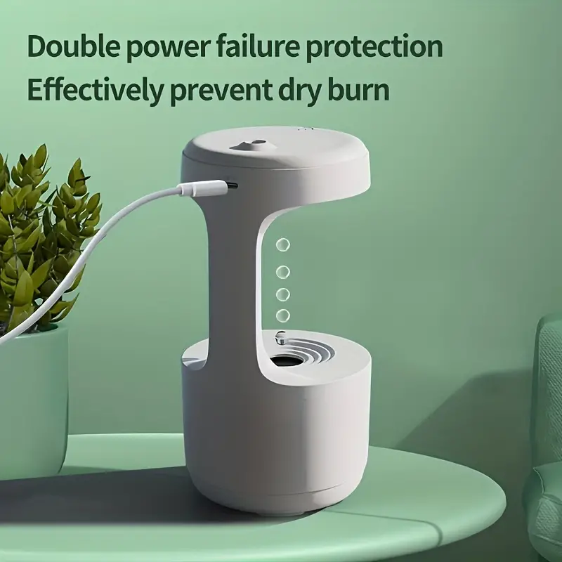 Réveil et Humidificateur d’air gouttelettes d’eau Anti-gravité 800ml