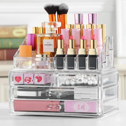 Boîte de rangement de maquillage acrylique avec 3 tiroirs تنزوت