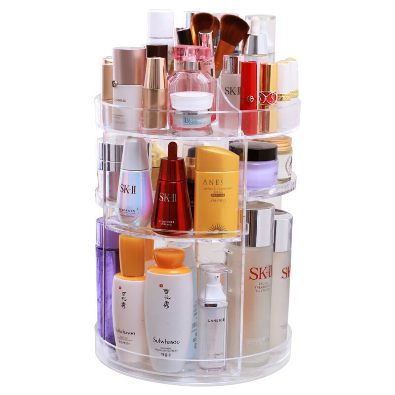 Organisateur de maquillage rotatif à 360 ° en Crystal acrylique