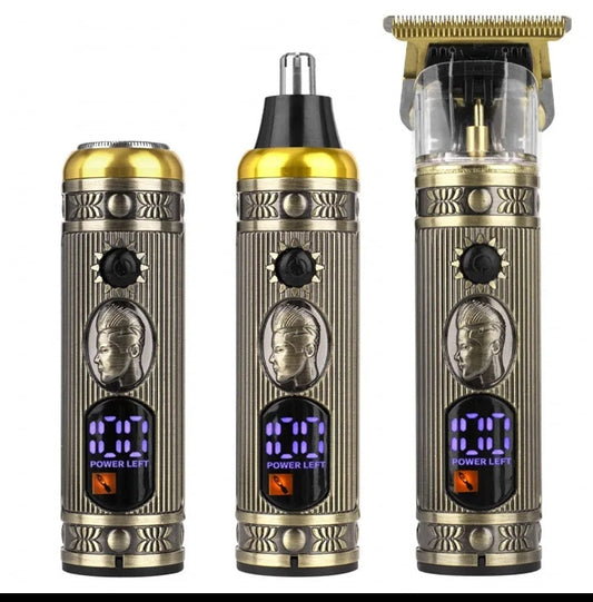 Ensemble de rasoir électrique pour hommes, tondeuse pour barbe et nez, chargeur USB, avec écran LCD تنزوت