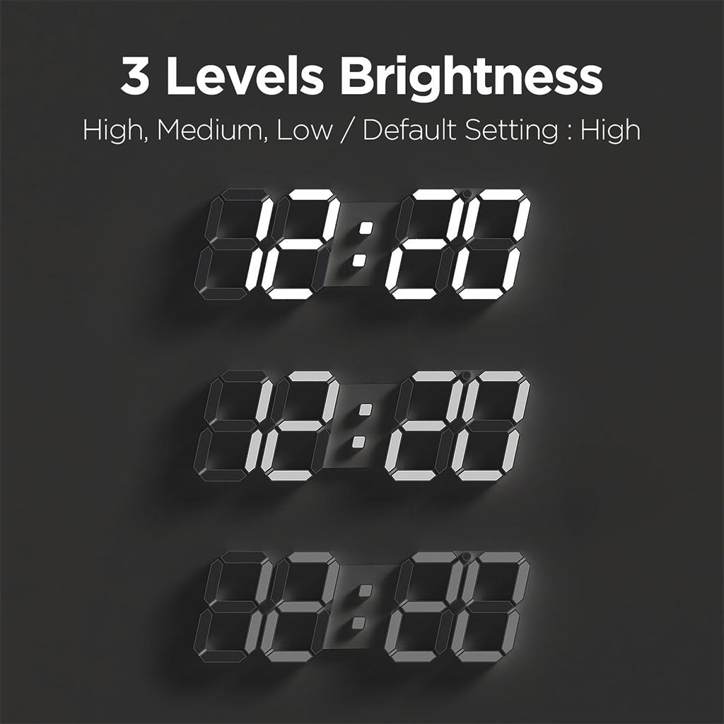 Horloge Murale numérique LED Blanche 3D GH0720L – ساعة رقمية تصميم ثلاثي الأبعاد