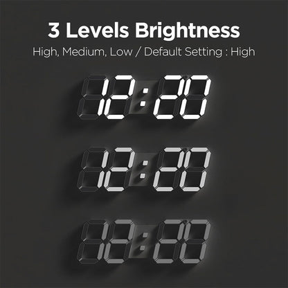 Horloge Murale numérique LED Blanche 3D GH0720L – ساعة رقمية تصميم ثلاثي الأبعاد