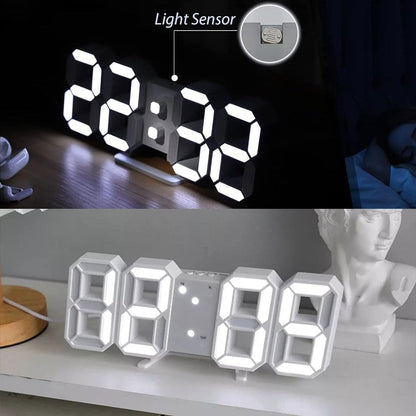 Horloge Murale numérique LED Blanche 3D GH0720L – ساعة رقمية تصميم ثلاثي الأبعاد