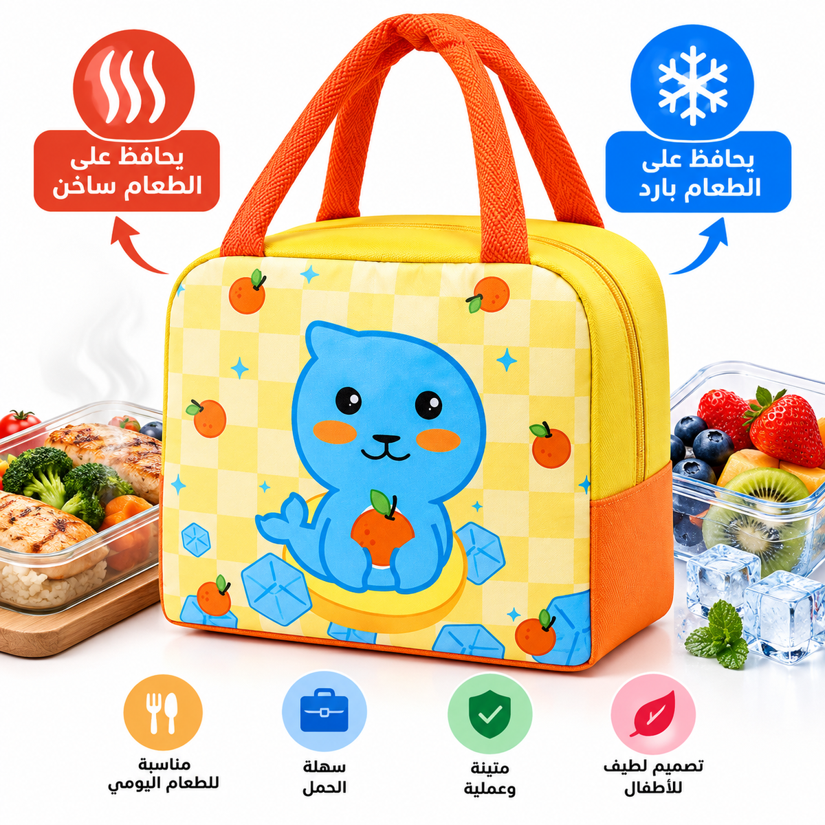 Sac à Déjeuner Isotherme Motif Kawaii | حقيبة غداء معزولة بتصميم كواي