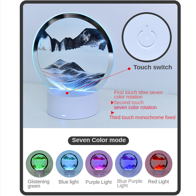 Sablier Lampe led 3D tactile USB en verre avec télécommande