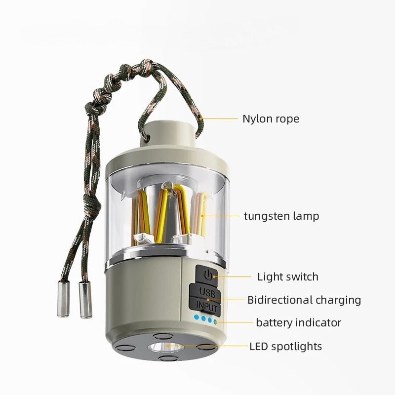 Lanterne Led Portable d'extérieur avec chargement de Type C, Power Bank, lampe de tente, fonction batterie externe