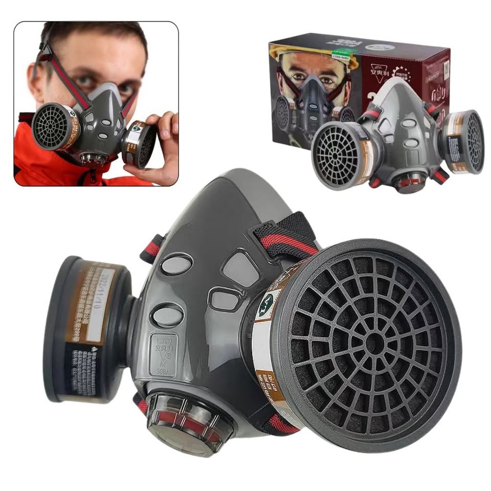 Masque de protection gaz avec 2 filtres au gel de silice – قناع تنفس للحرفيين