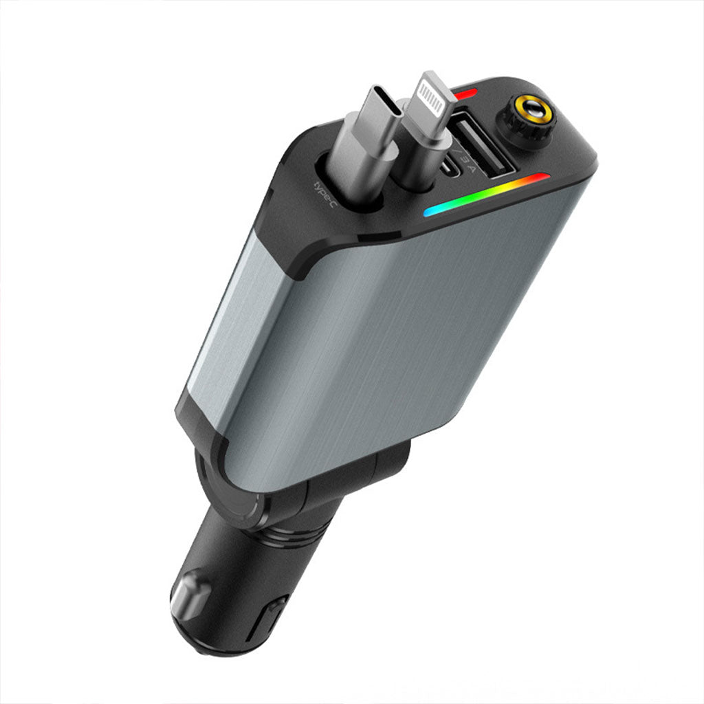 Chargeur Voiture 4en1 Rétractable 120W avec toit Starlight pour téléphones iOS et Android- شاحن سيارة متعدد المنافذ