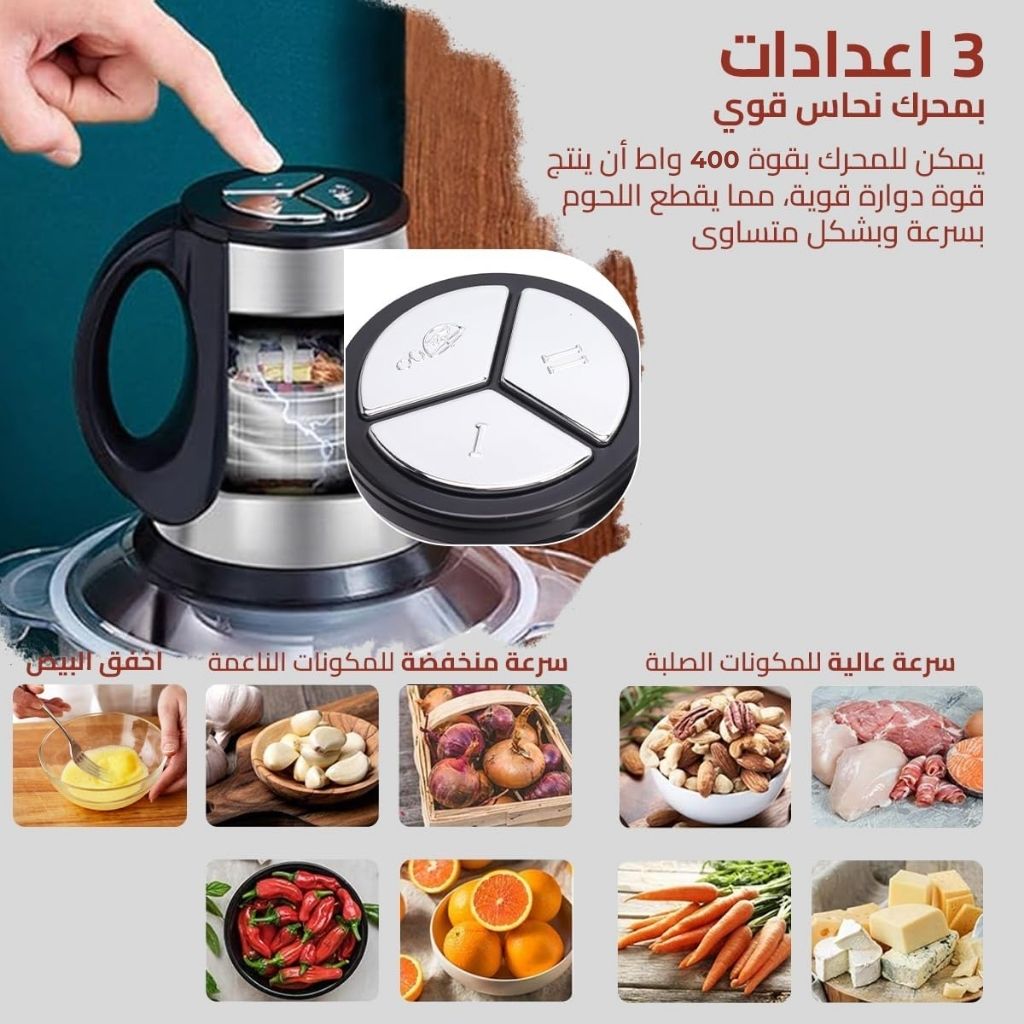 Hachoir à Viande Multifonction en Acier Inoxydable 300W/2L – مفرمة لحم متعددة الوظائف من الفولاذ المقاوم للصدأ