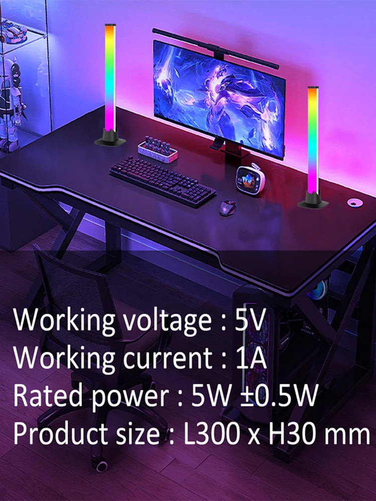 Desktop RGB Background Wall Atmosphere Lighting Bar 2pcs – اعمدة إضاءة لخلفية المكتب