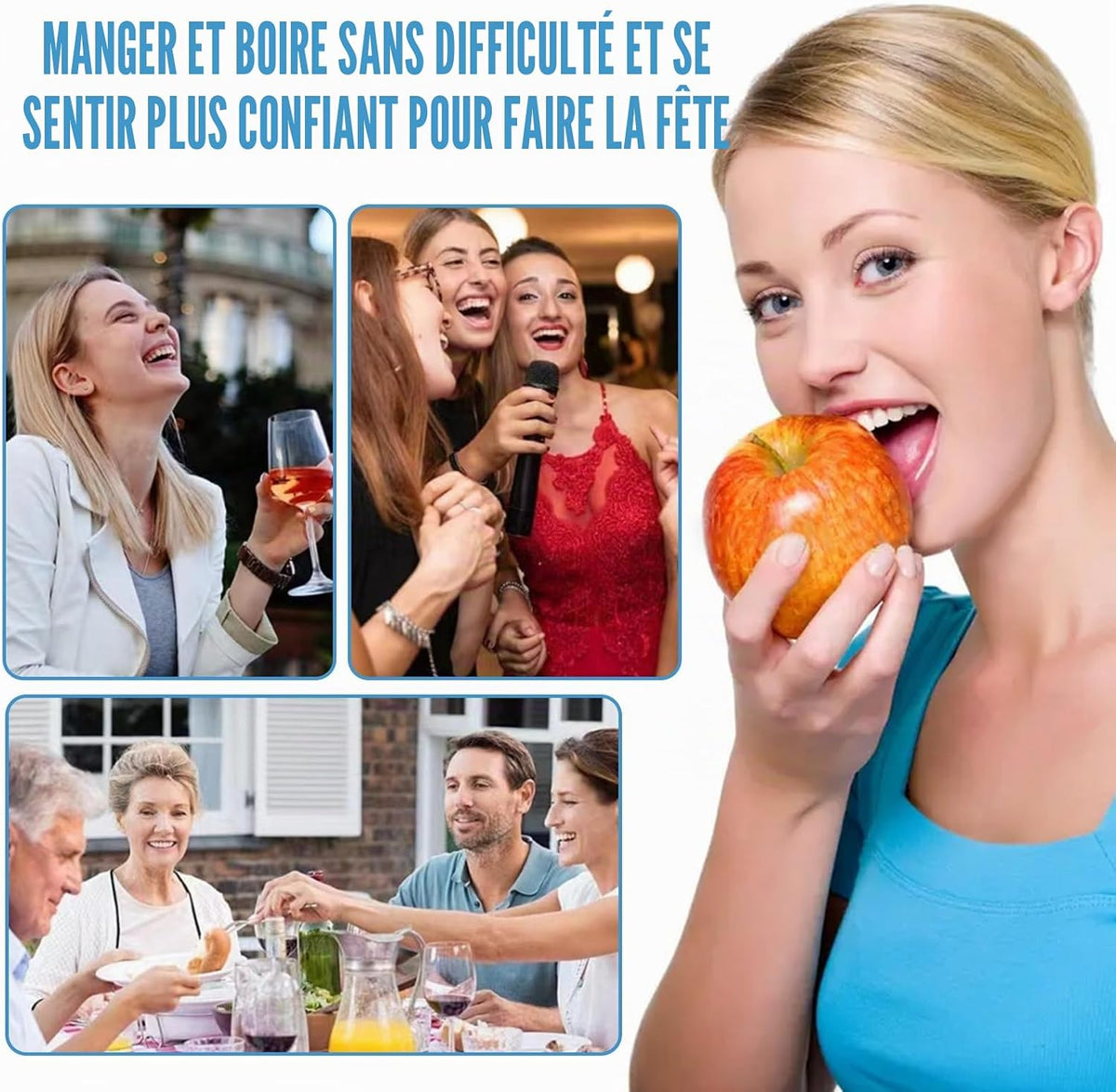 Kit de Prothèse Dentaire Amovible en Silicone et Facettes Sourire - طقم أسنان تجميلي سيليكون وابتسامة مؤقتة