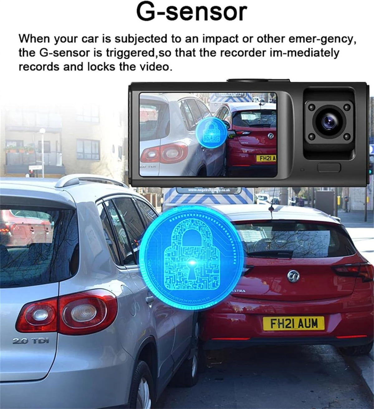 Caméra de Tableau de Bord Triple 3 Canaux et Dashcam Grand Angle - كاميرا سيارة داش كام ثلاثية العدسات للمراقبة الشاملة