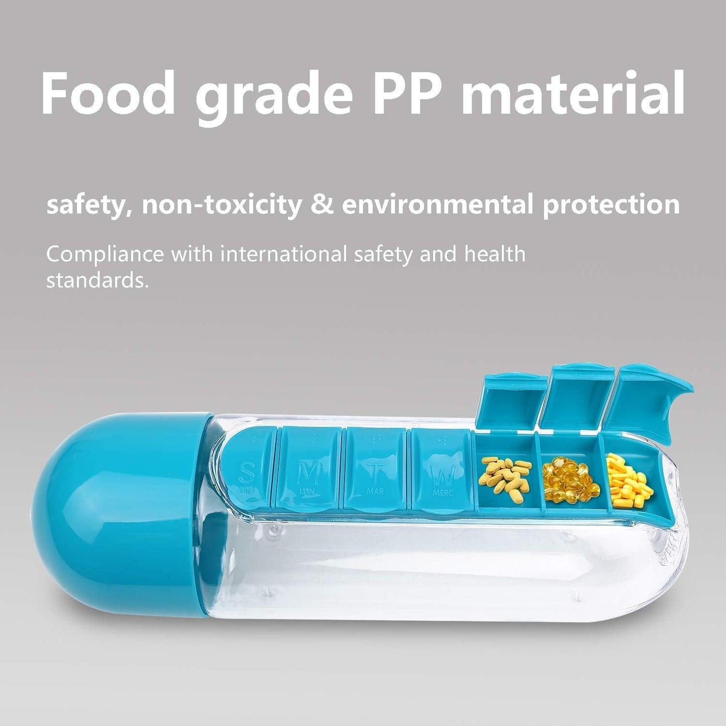 Organisateur de médicaments et bouteille d'eau portable 600ML