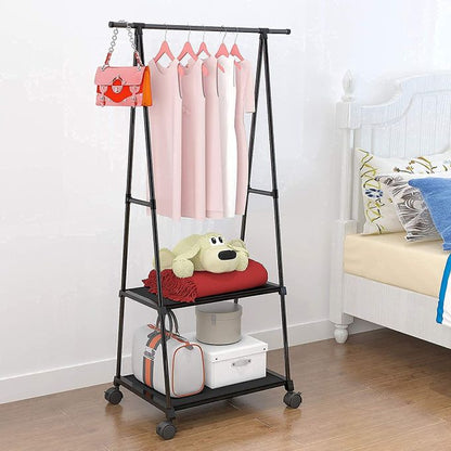 Porte-manteau en métal amovible avec roulettes, étagère de rangement multifonction