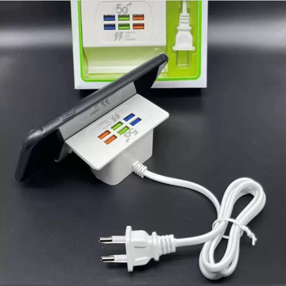 Station De Charge Rapide USB Avec 6 Prises et support Smart-phone - قاعدة شحن سريعة مع 6 مقابس، حامل هاتف