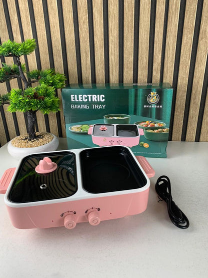 Marmite électrique avec plaque de cuisson antiadhésive double contrôle de température