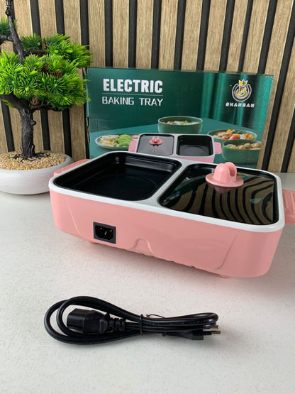 Marmite électrique avec plaque de cuisson antiadhésive double contrôle de température
