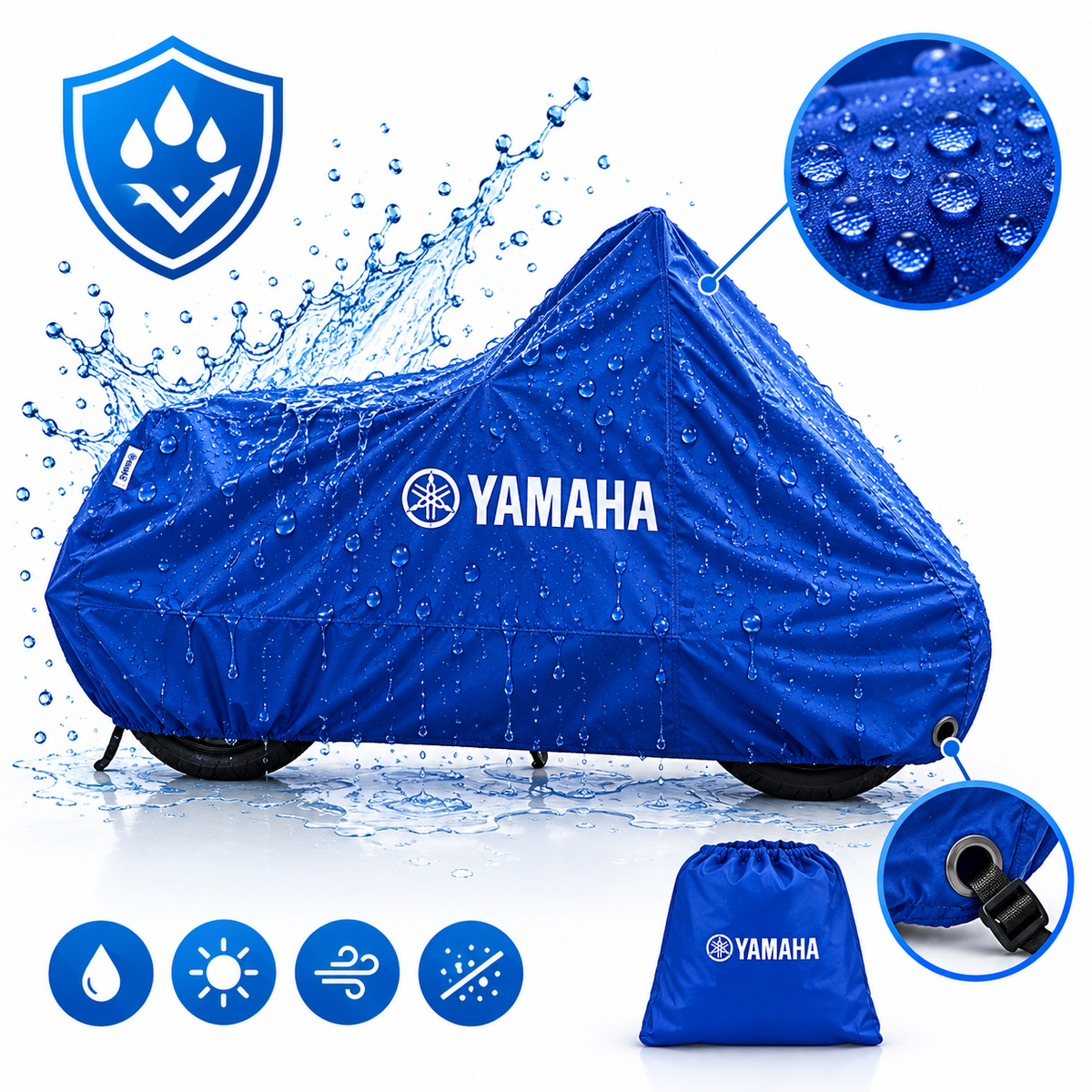 Bâche de Protection pour Moto Imperméable – Anti-UV, Anti-Poussière et Coupe-Vent - غطاء حماية للدراجة النارية مقاوم للماء – حماية من الأشعة فوق