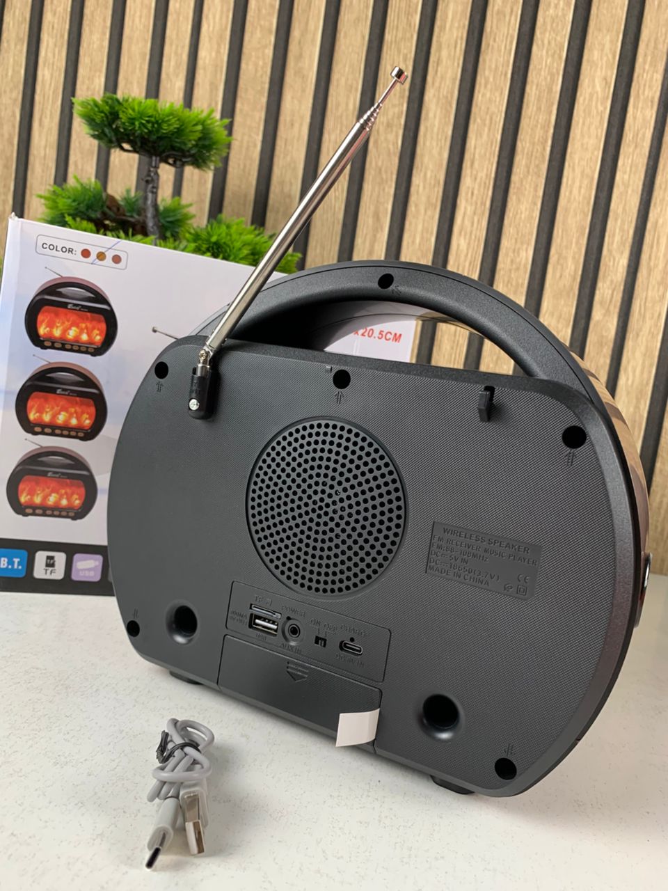 Haut Parleur Bluetooth sans fil Motif Flamme Style Rétro FP-535 – مكبر صوت بلوتوث